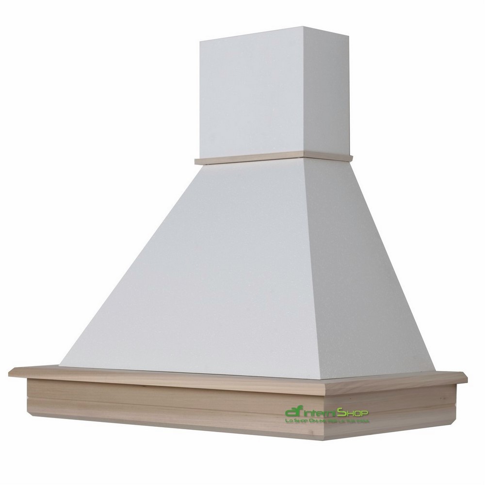 Cappa classica rustica legno STOCK 90 toulipie' grezzo, cono bianco motore 300 Mc/h